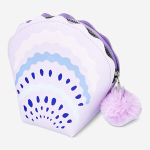 Purple shell-shaped cosmetic pouch for travel - Image 1