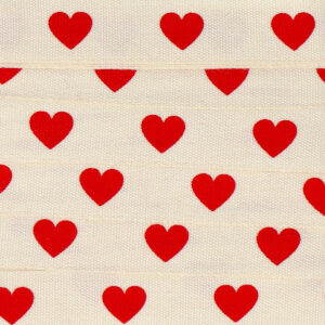 Cotton ribbon with red hearts - 3 m - Image 2
