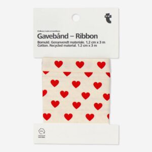 Cotton ribbon with red hearts - 3 m - Image 1