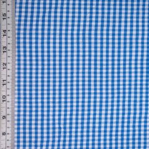 Cotton Seersucker Gingham Fabric - Small Check - Blue - Image 2