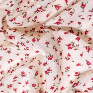 Cotton Lawn Fabric - Dotted Swiss - Little Rosebud - Image 2