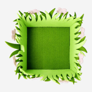 Decorative felt basket with pink flowers - large - Image 3