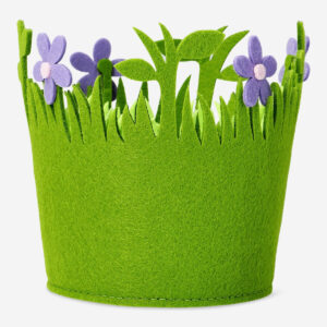 Decorative felt basket with purple flowers - small - Image 2