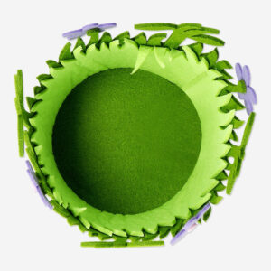 Decorative felt basket with purple flowers - small - Image 3
