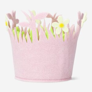 Decorative pink felt basket - medium - Image 2