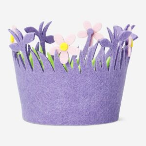 Decorative purple felt basket - small - Image 2