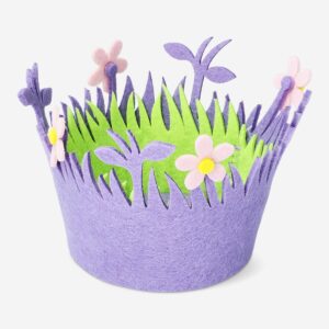 Decorative purple felt basket - small - Image 1