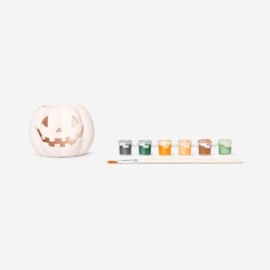 DIY pumpkin tealight holder with paint and brush - Image 2