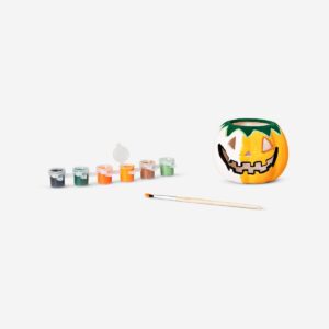 DIY pumpkin tealight holder with paint and brush - Image 1