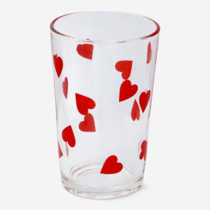 Drinking glass with red hearts - Image 1