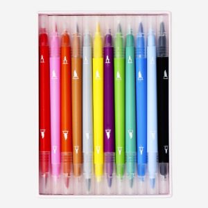 Dual-tip pens with fineliner and brush tips - 12 pcs - Image 2