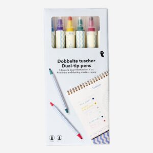 Dual tip pens with fineliners and dotting markers - 6 pcs - Image 1