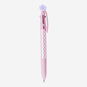 Erasable multi coloured ballpoint pen with flower topper - Image 2
