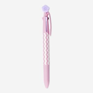 Erasable multi coloured ballpoint pen with flower topper - Image 1