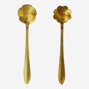 Flower shaped golden spoons - 2 pcs - Image 1