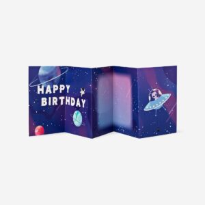 Fold-out birthday card with envelope. Space theme - Image 1