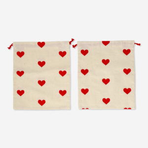 Reusable gift bags with red hearts - 2 pcs - Image 1