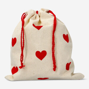 Reusable gift bags with red hearts - 2 pcs - Image 2