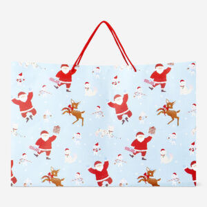 Gift wrapping bag with santa and reindeers - Large - Image 1