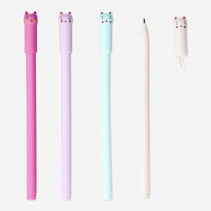 Glitter gel pens with cat faces - 4 pcs - Image 2