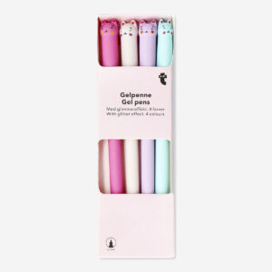 Glitter gel pens with cat faces - 4 pcs - Image 1
