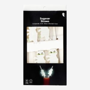 Glow in the dark Halloween straws - 4 pcs - Image 1