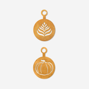 Gold coffee stencils as pumpkin and leaf - 2 pcs - Image 1