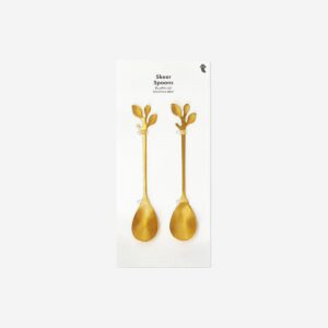 Gold dessert spoons with leaves - 2 pcs - Image 3