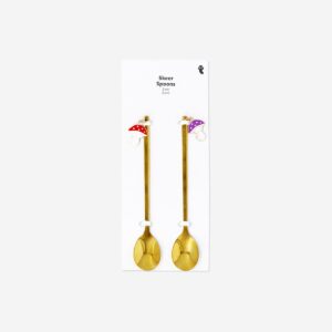 Gold dessert spoons with mushrooms - 2 pcs - Image 2