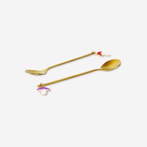 Gold dessert spoons with mushrooms - 2 pcs - Image 3