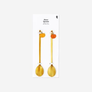 Gold dessert spoons with pumpkin - 2 pcs - Image 3