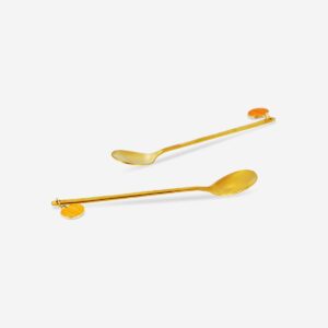 Gold dessert spoons with pumpkin - 2 pcs - Image 2