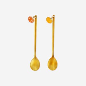 Gold dessert spoons with pumpkin - 2 pcs - Image 1