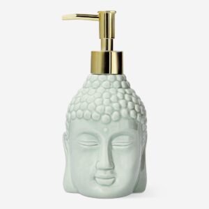 Green soap dispenser with Buddha head - Image 1