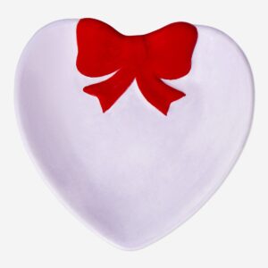 Heart shaped trinket tray with red bow - Image 1
