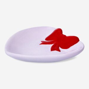 Heart shaped trinket tray with red bow - Image 2