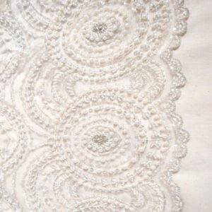 Heavily Beaded and Pearl Geometric Lace - Image 3
