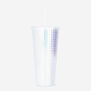 Iridescent cup with lid and straw - Image 1
