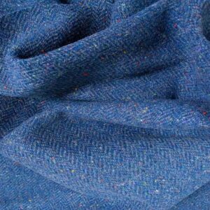 Irish Wool Tweed Fabric - Herringbone - Blue