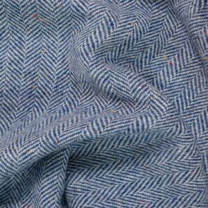 Irish Wool Tweed Fabric - Herringbone - Blue Grey