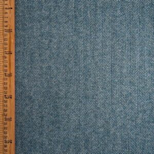 Irish Wool Tweed Fabric - Herringbone - Steel Blue - Image 3