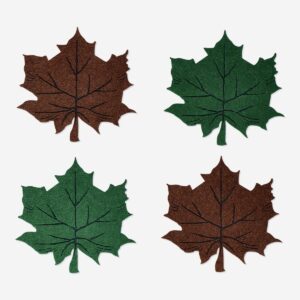 Leaf-Shaped Felt Coasters - 4 pcs - Image 1