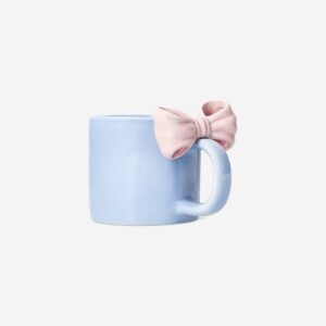 Light blue mug with embossed bow - 300 ml - Image 1