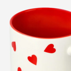 Mug with red hearts and red inside - 350 ml - Image 3