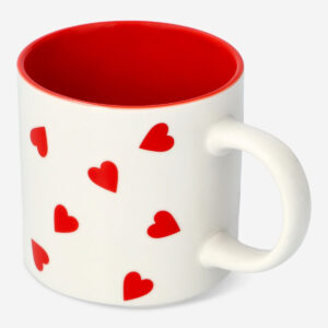 Mug with red hearts and red inside - 350 ml - Image 1