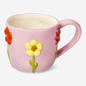 Mug with embossed flowers - 330 ml - Image 1