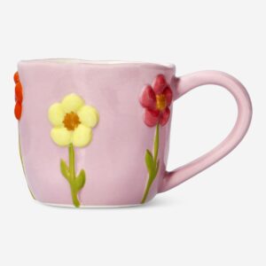 Mug with embossed flowers - 330 ml - Image 2
