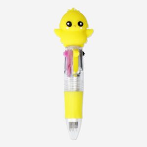 Multi coloured ballpoint pen with chicken topper - Image 1