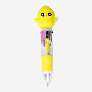 Multi coloured ballpoint pen with chicken topper - Image 2
