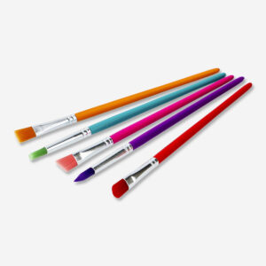 Multi coloured paint brushes with synthetic bristles - 5 pcs - Image 3